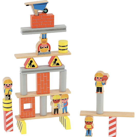 Vilac Construction Site Balancing Game | Stacking + Balancing Wooden Toy | BeoVERDE Ireland