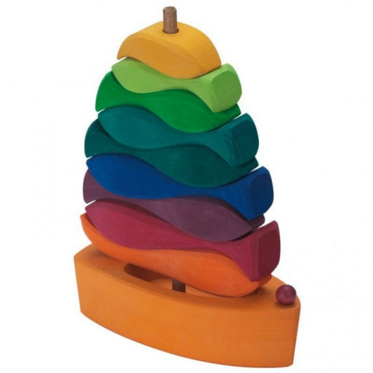 Gluckskafer Wooden Fish Stacker | Imaginative Play Wooden Toys | Waldorf Education and Montessori Education | Side View | BeoVERDE.ie