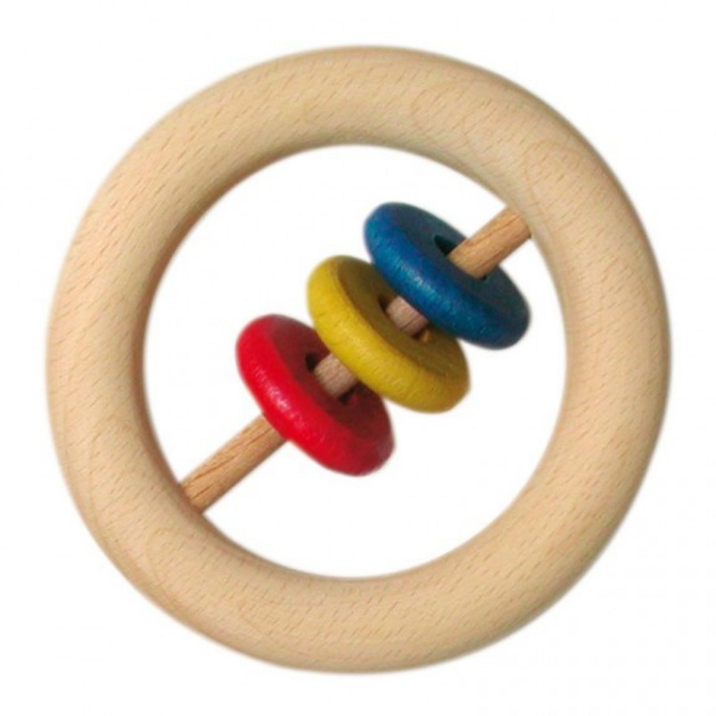 Gluckskafer Large Wooden Ring Rattle | Baby’s First Wooden Toy | Right Side | BeoVERDE.ie