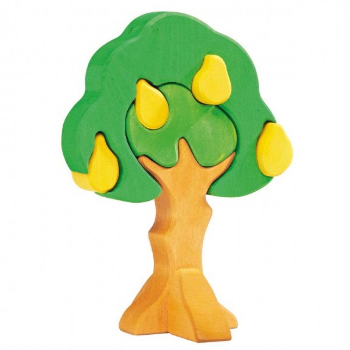 Gluckskafer Wooden Pear Tree Puzzle & Stacker | Imaginative Play Wooden Toys | Waldorf Education and Montessori Education | Front View | BeoVERDE.ie