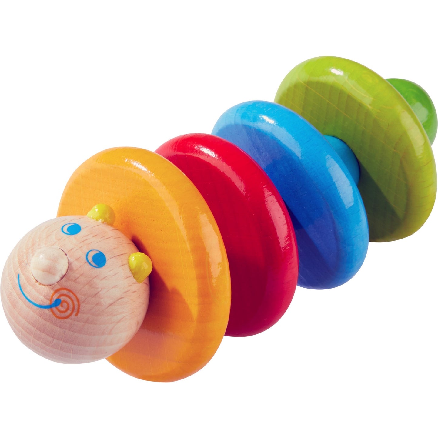 Caterpillar | Wooden Baby Clutching Toy | HABA | Front View | BeoVERDE.ie