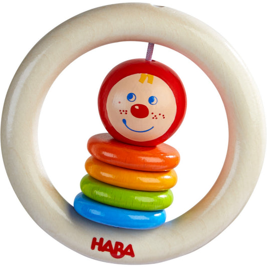 Happy Clown | Clutching Toy | Baby’s First Wooden Toy | HABA | Front View | BeoVERDE.ie