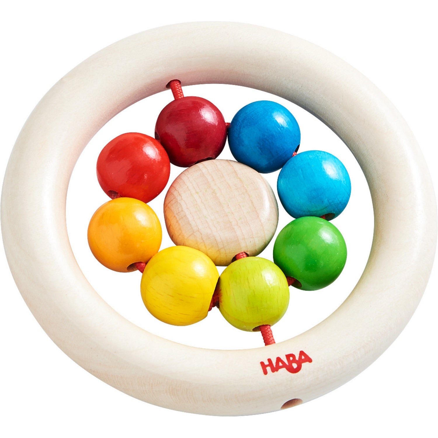 Rainbow Balls | Clutching Toy | Baby’s First Wooden Toy | HABA | Top-Front View | BeoVERDE.ie