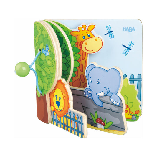 Zoo Friends | Wooden Baby Book | Baby’s First Book Toy | HABA | Partially Open | BeoVERDE.ie