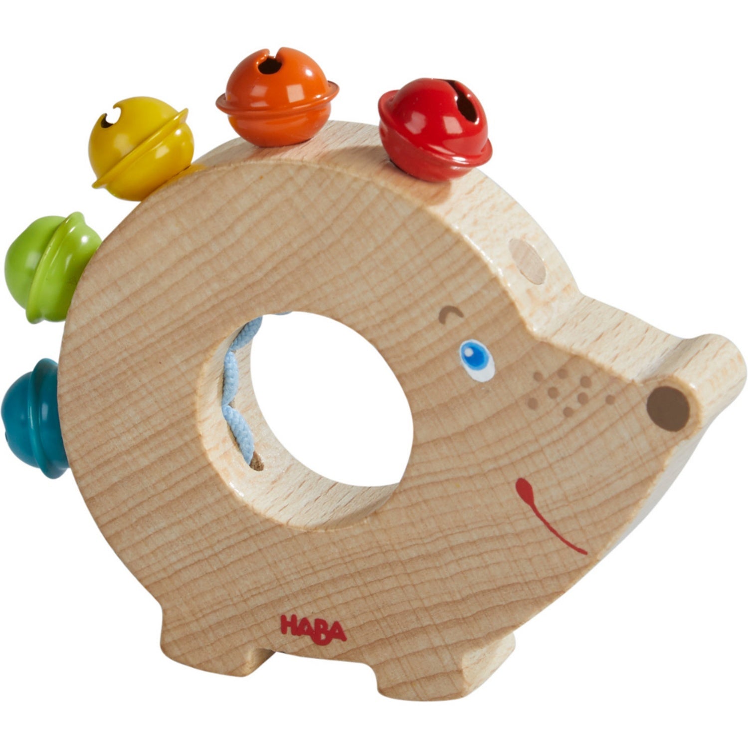 Hedgehog | Jingle Bell Rattle | Baby’s First Wooden Toy | HABA | Top-Front View | BeoVERDE.ie