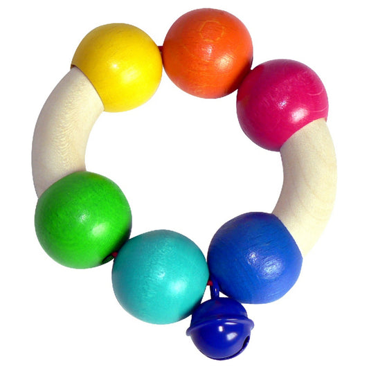 Rainbow Bead Ring Rattle & Clutching Toy | Baby’s First Wooden Toy