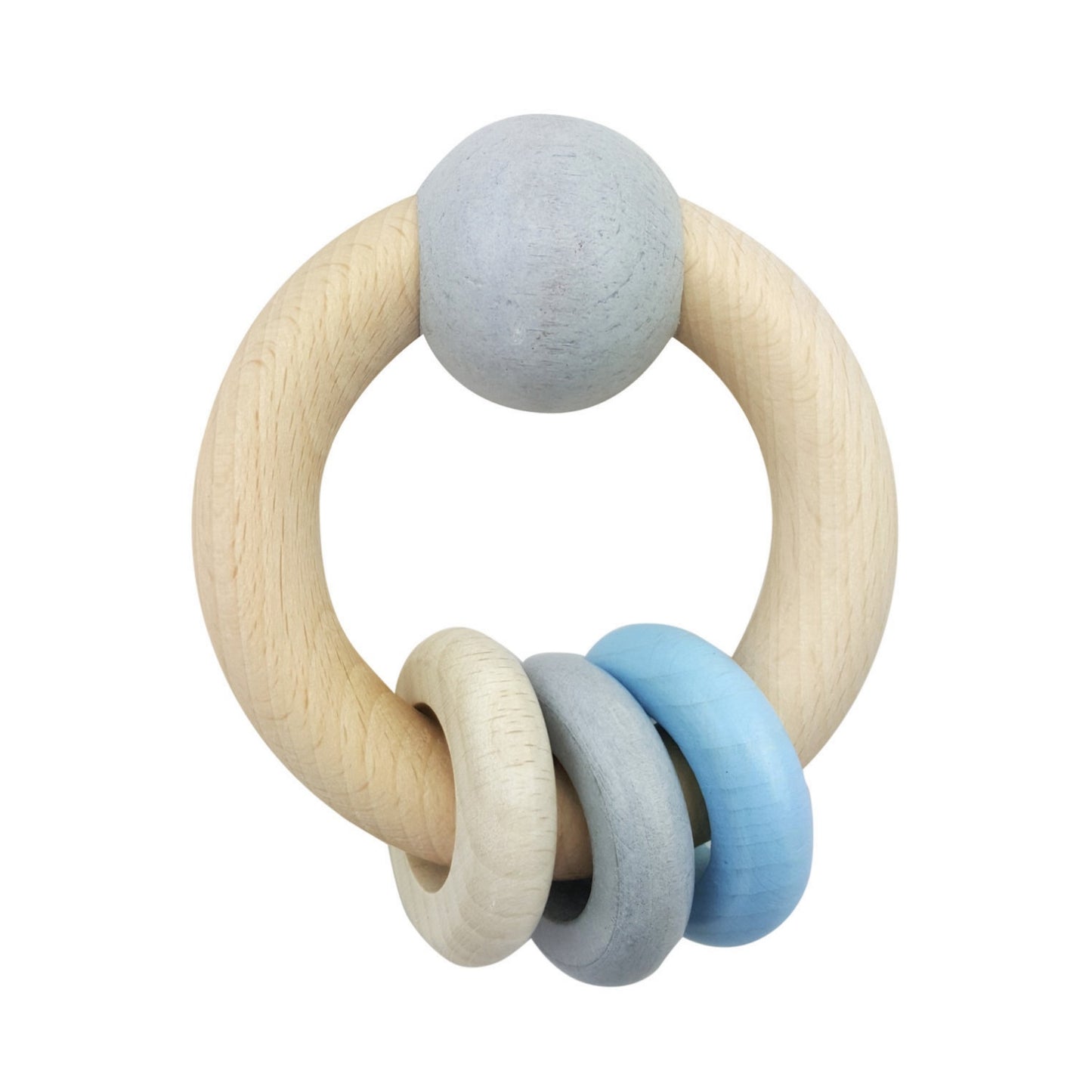 Baby Blue Bead Ring Rattle | Baby’s First Wooden Toy | Hess | Right Side | BeoVERDE.ie