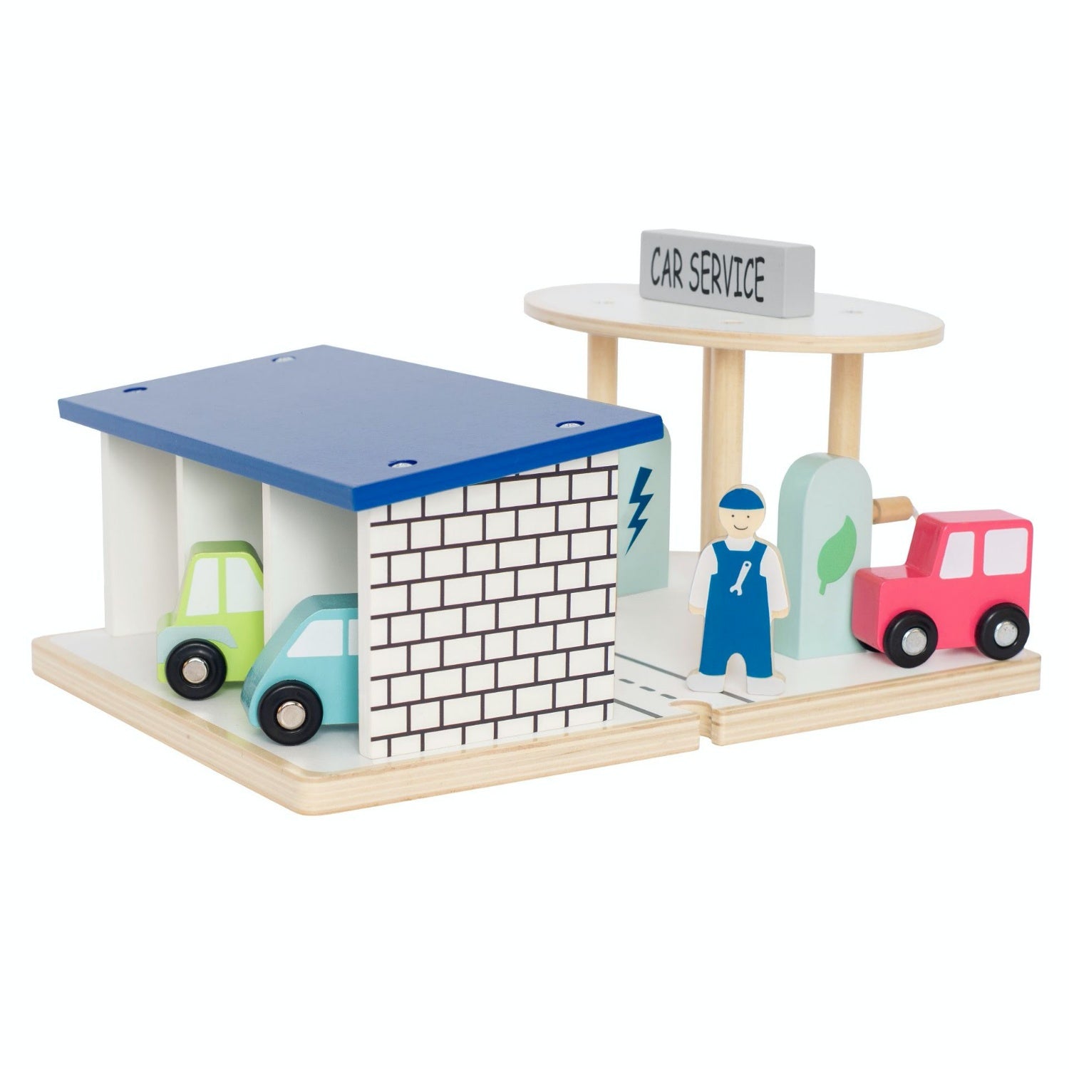 JaBaDaBaDo Car Service | Wooden Imaginative Play Toy | Side View  - Back | BeoVERDE.ie