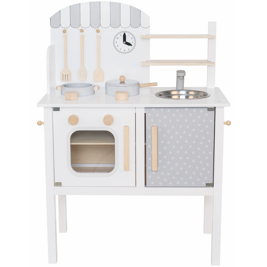 JaBaDaBaDo Kitchen With Pot & Pan | Scandi-Style Pretend Play Kitchen | Front View | BeoVERDE.ie