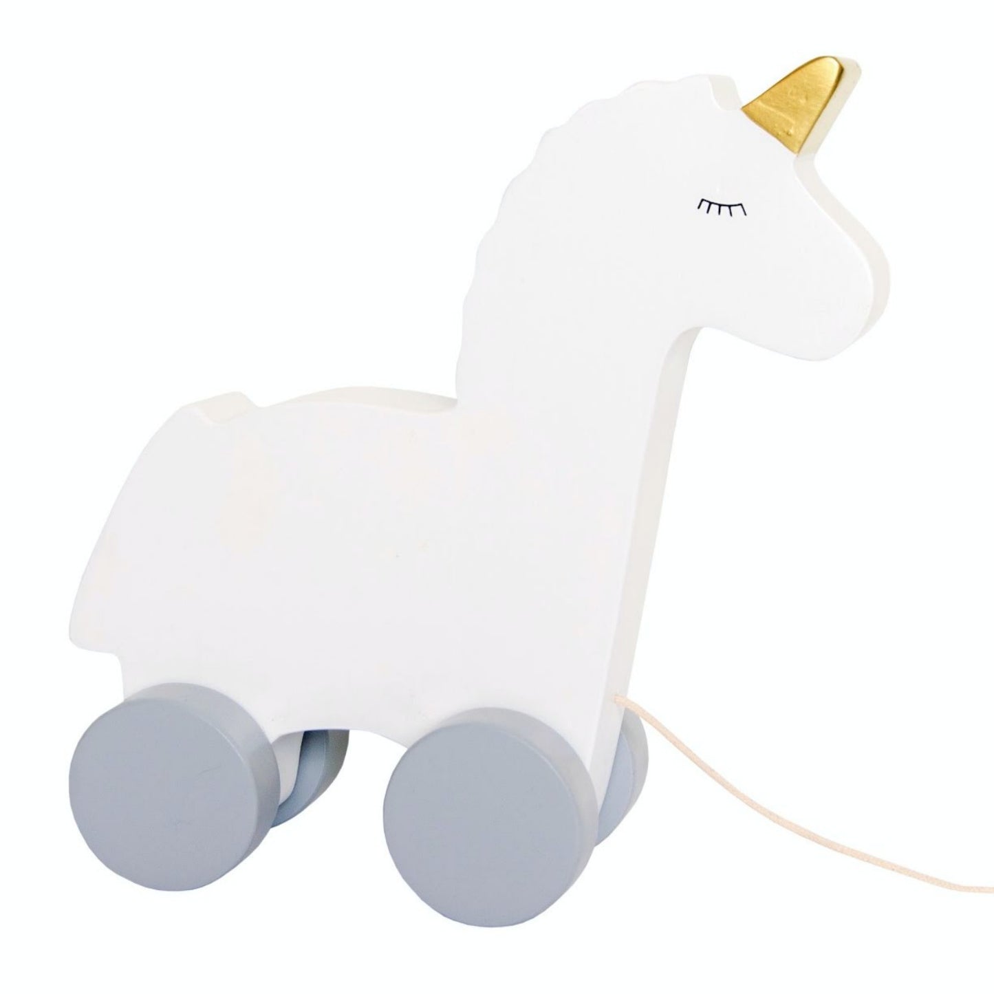 JaBaDaBaDo Pull-Along Unicorn | Scandi Style Wooden Toddler Activity Toy | Right Side View | BeoVERDE.ie