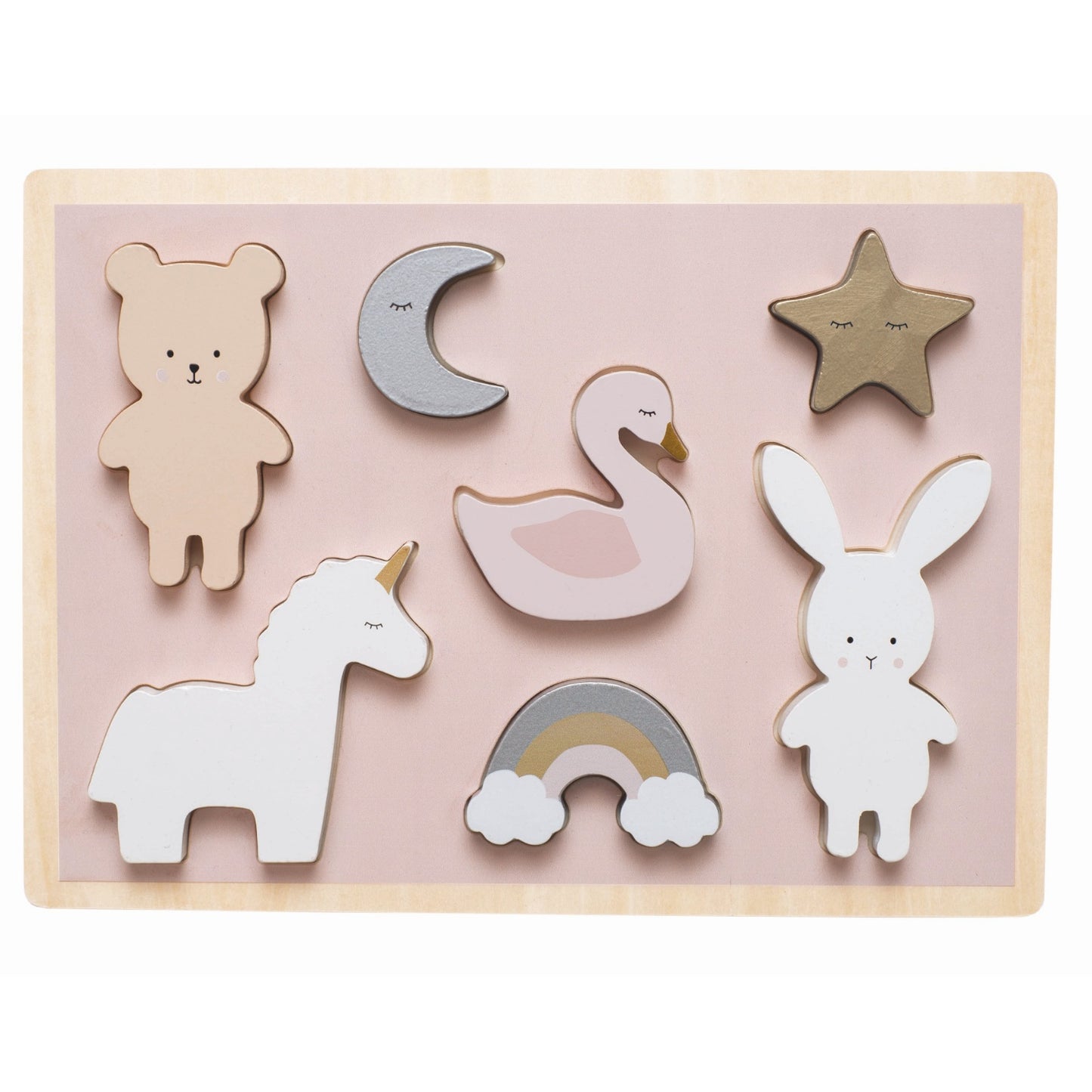 JaBaDaBaDo Unicorn Puzzle With 7 Different Pieces | Wooden Toddler Activity Toy | Front View | BeoVERDE.ie