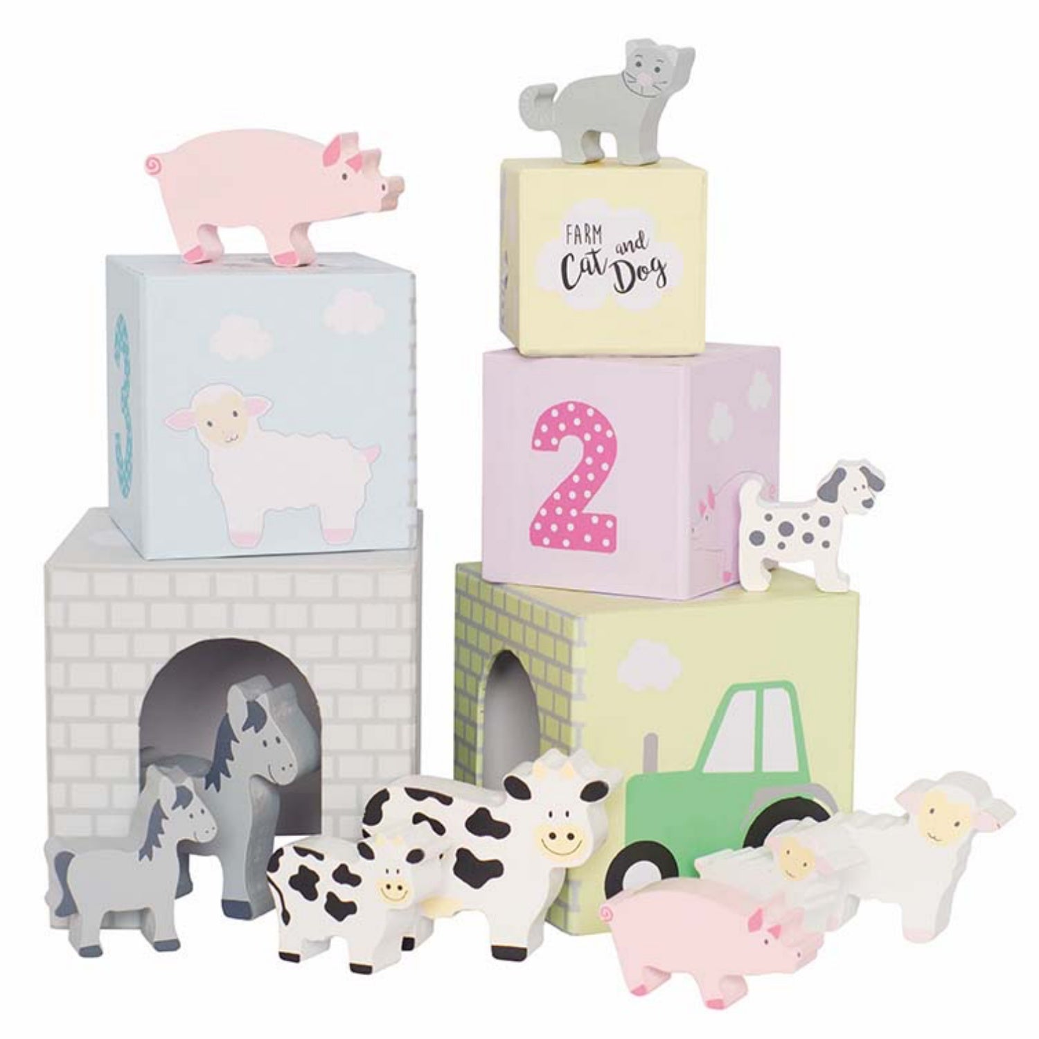 JaBaDaBaDo Stacking Cubes Animal | Wooden Imaginative Play Toy | Front View | BeoVERDE.ie