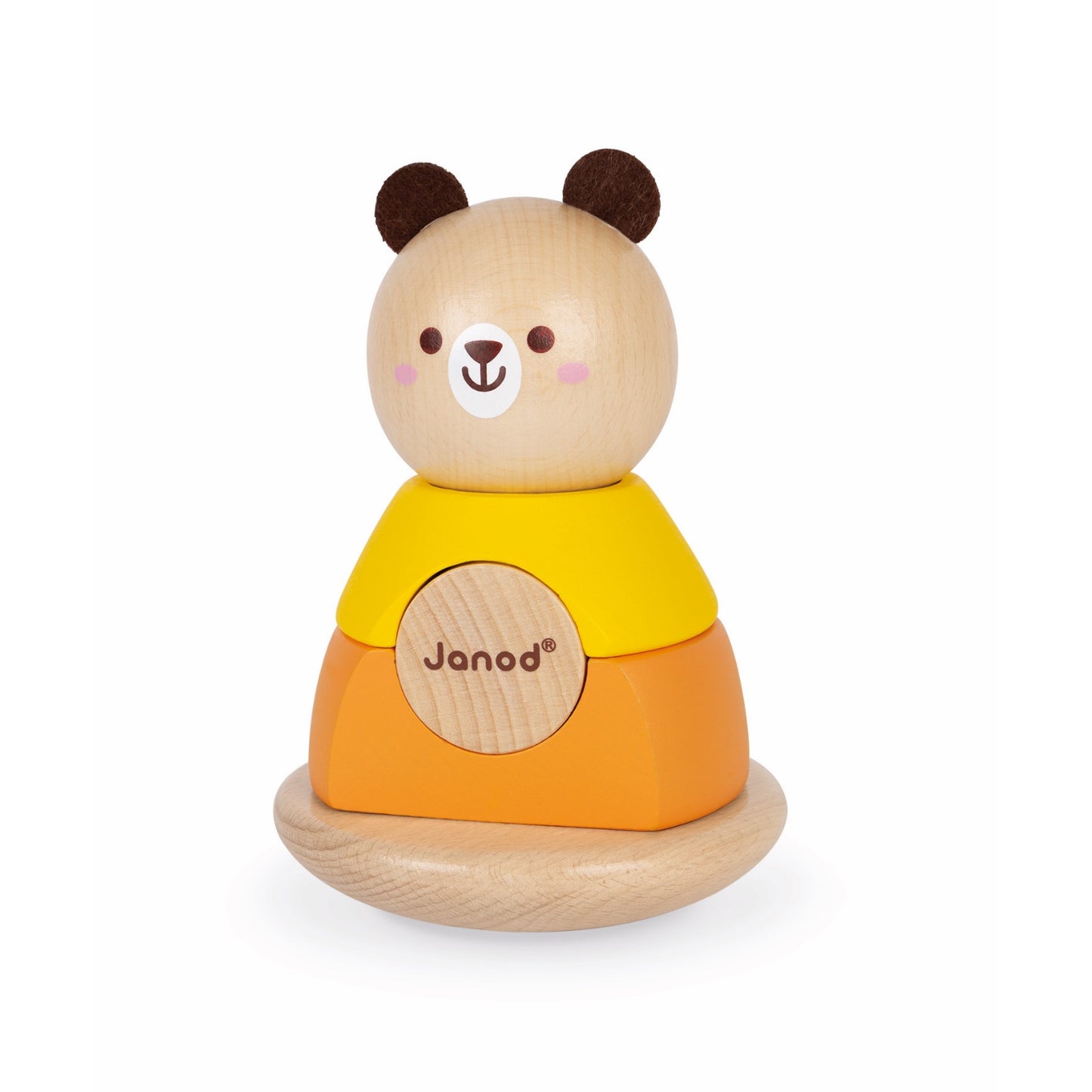 Janod Bear Stacker & Rocker | Wooden Toddler Activity Toy | Front View | BeoVERDE.ie
