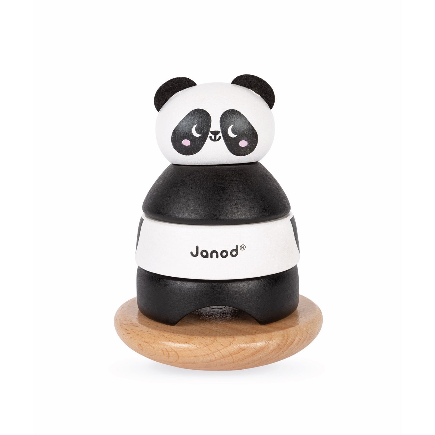 Janod Bear Stacker & Rocker | Wooden Toddler Activity Toy | Front View | BeoVERDE.ie