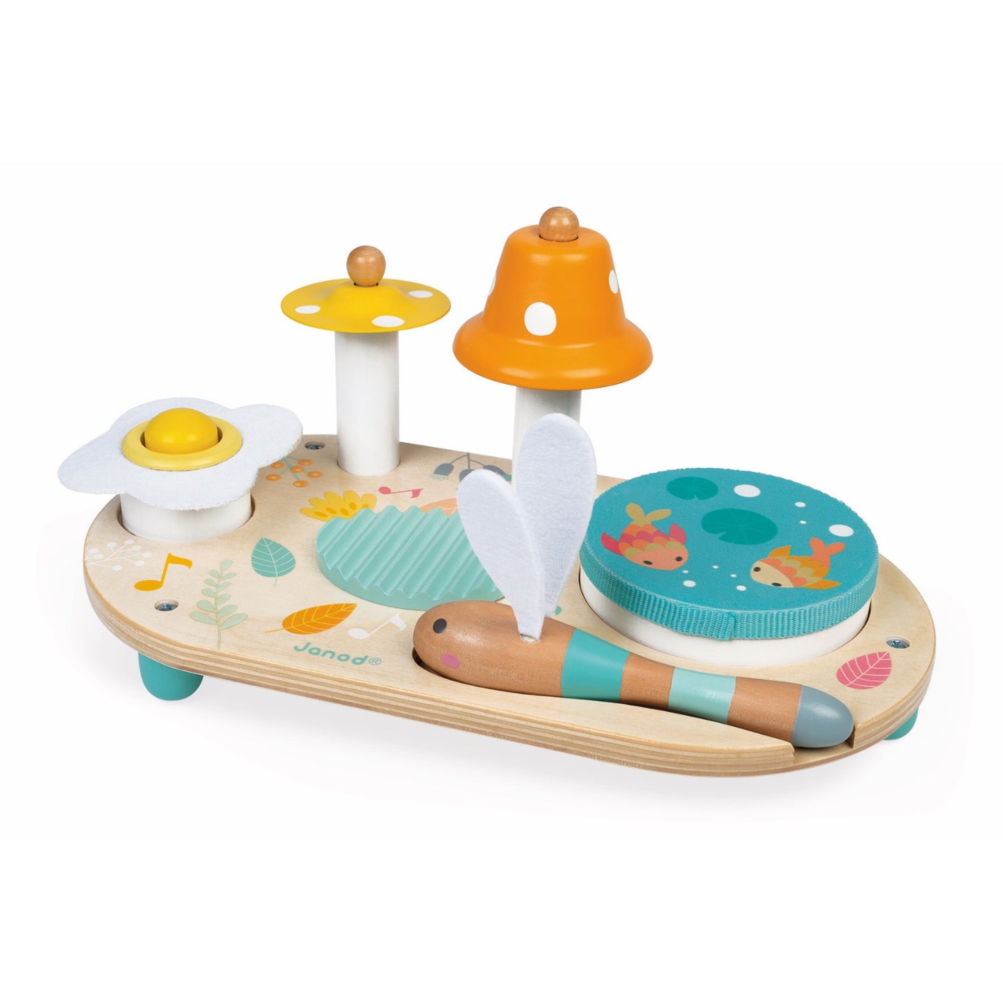 Janod Pure Musical Table | Wooden Toddler Activity Toy | Front View | BeoVERDE.ie