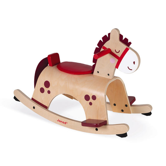 Janod Wooden Rocking Pony | Baby & Toddler Activity Wooden Toy | Side View | BeoVERDE.ie