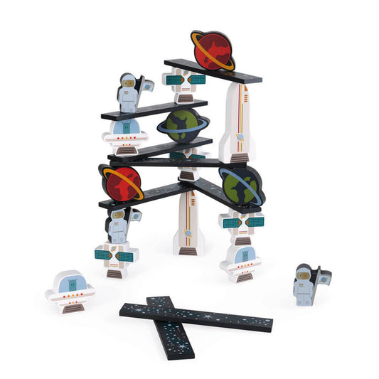 Space Building Set | Stacking + Balancing Wooden Toy | Partially Build | BeoVERDE.ie
