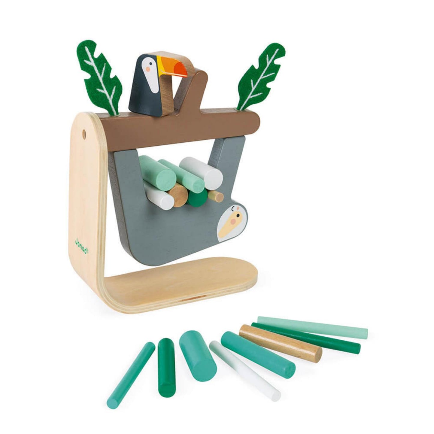 Janod Sloth Balancing Game | Stacking + Balancing Wooden Toy | Partially Stacked | BeoVERDE.ie