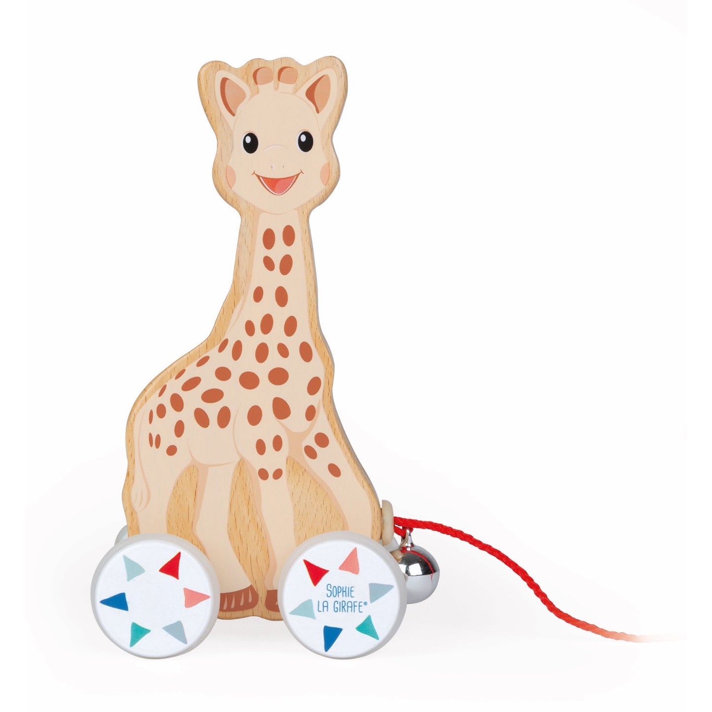 Sophie la girafe Pull-Along Toy | Wooden Toddler Activity Toy | Front View | BeoVERDE.ie
