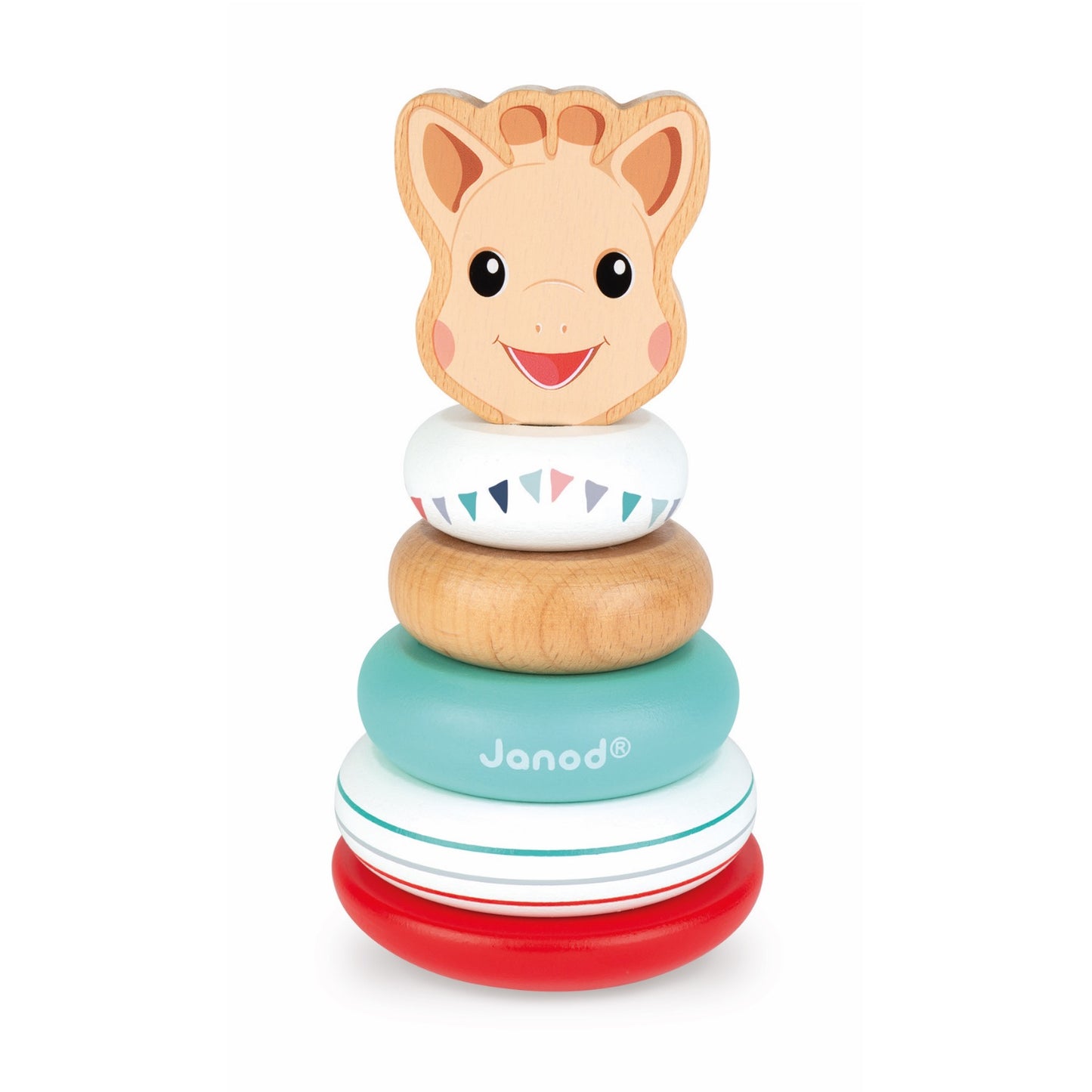 Sophie la girafe Stackable Roly-Poly | Wooden Toddler Activity Toy | Front View | BeoVERDE.ie
