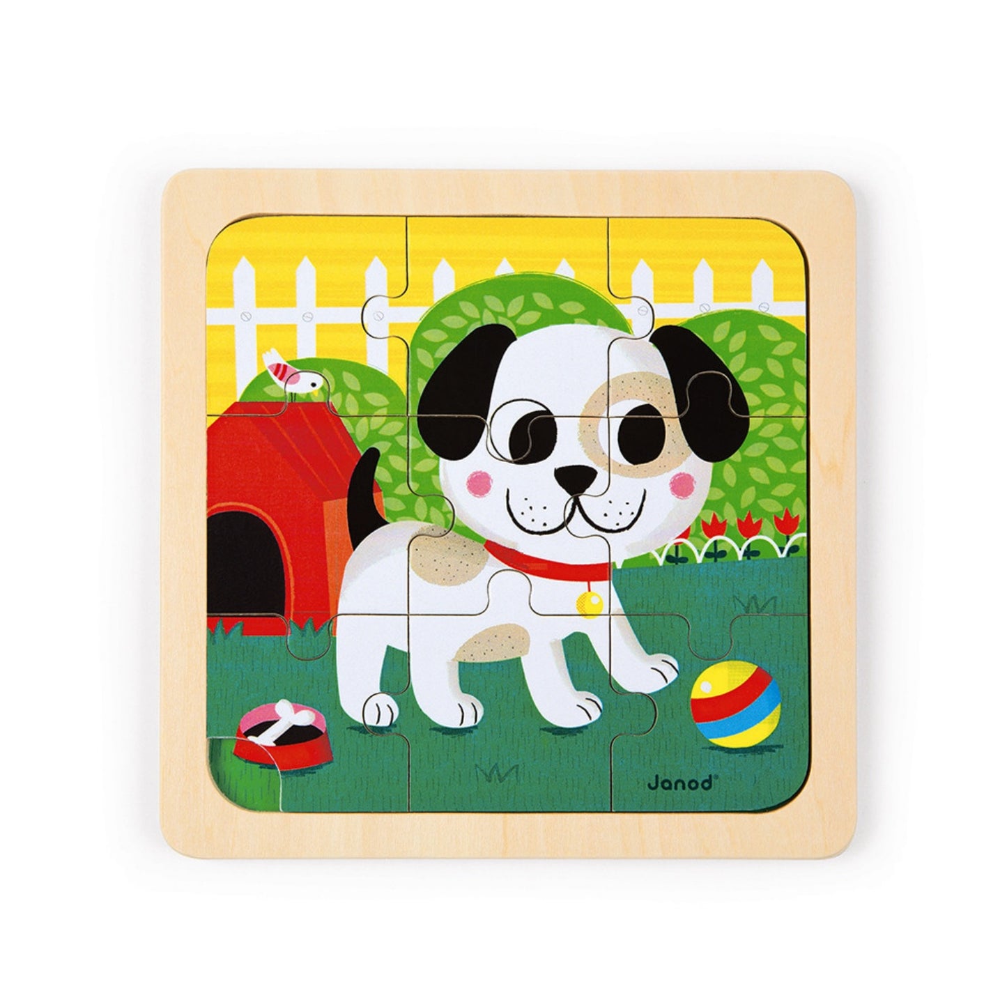 Janod Titus the Dog Wooden Puzzle | Wooden Toddler Activity Toy | Front View | BeoVERDE.ie