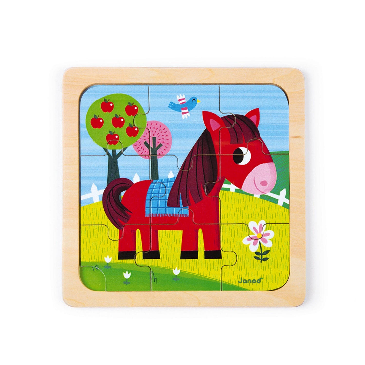 Janod Tornado the Horse Wooden Puzzle | Wooden Toddler Activity Toy | Front View | BeoVERDE.ie