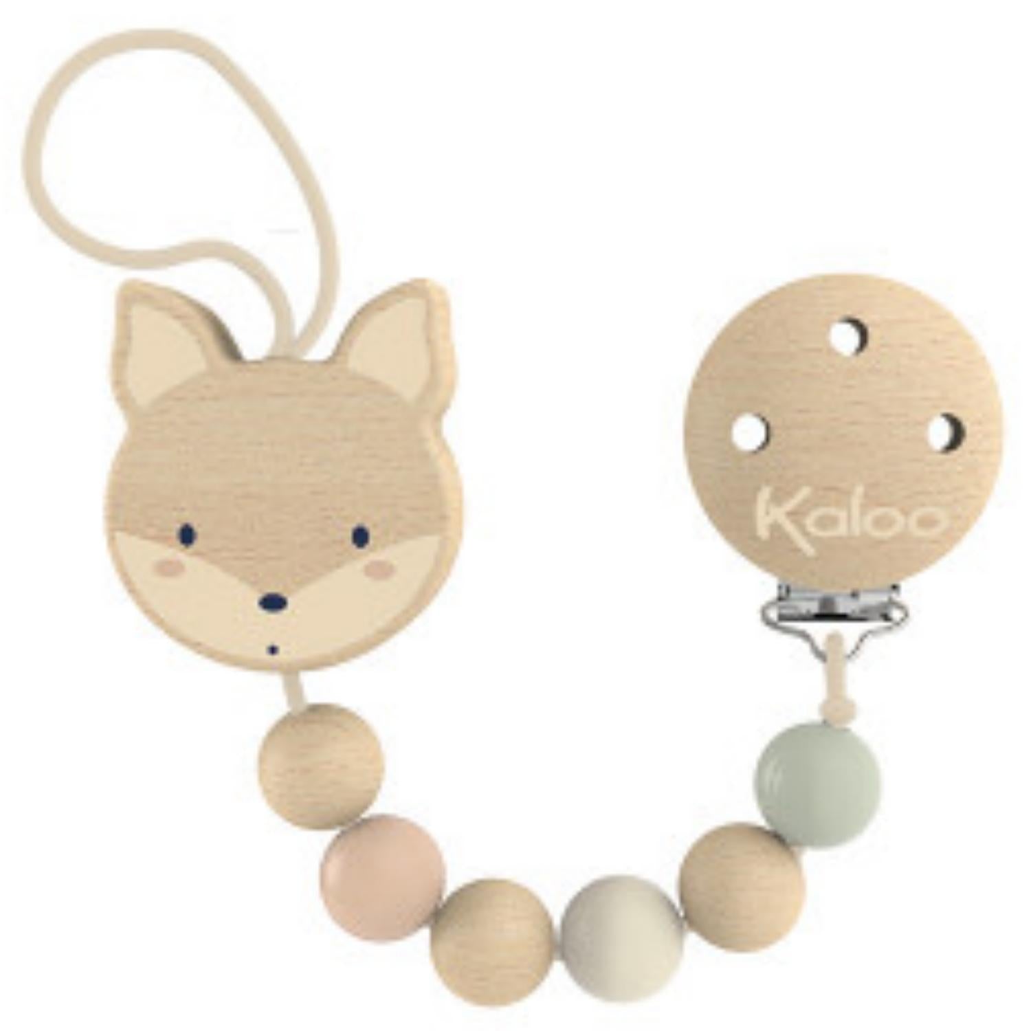 Kaloo My Fox Wood and Silicone Dummy Clip | Front View | BeoVERDE.ie