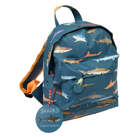 Rex London Sharks Mini Backpack | Kid’s Backpack for Creche, Nursery & School | Back View | BeoVERDE Ireland