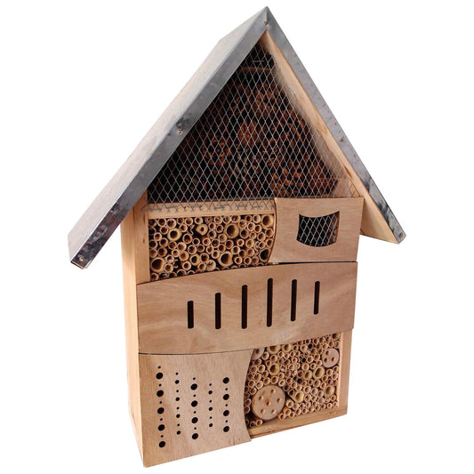 Large Natural Bug Hotel | Metal Roof | Outdoor & Gardening