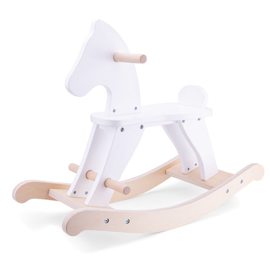 New Classic Toys Wooden Rocking Horse | White | Toddler Activity Wooden Toy | Front Side View | BeoVERDE Ireland
