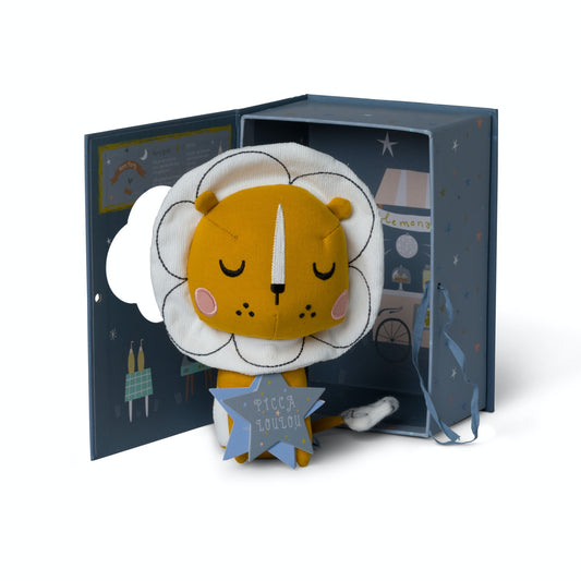 Picca LouLou Lion in Gift Box | Imaginative Play Toy | Hand-Crafted Soft Toy Made From Cotton | Box Open | BeoVERDE.ie