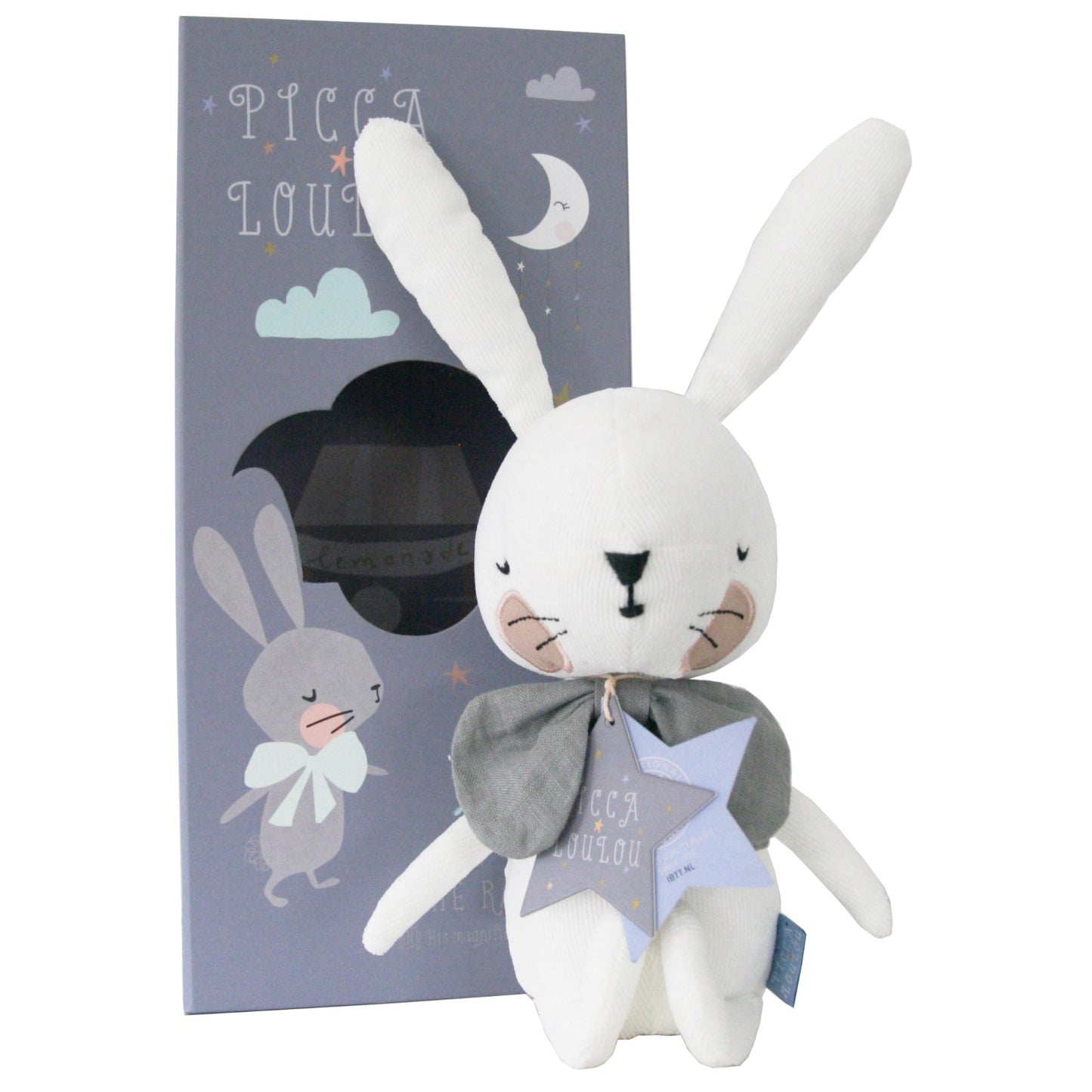 Picca LouLou White Rabbit | Imaginative Play Toy | Hand-Crafted Soft Toy Made From Cotton | Rabbit & Open Box | BeoVERDE.ie