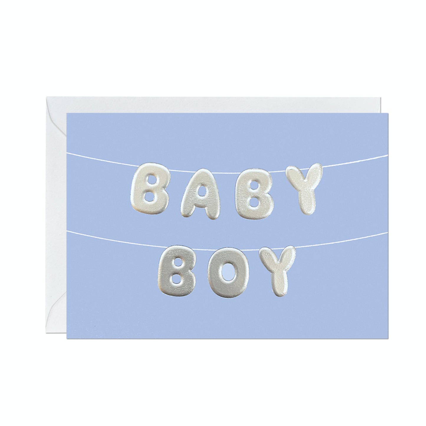 Ricicle Cards ‘Baby Boy’ Balloon | New Baby Card with Envelope | Front View | BeoVERDE.ie