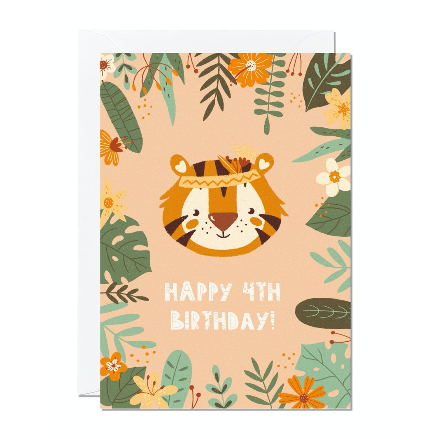Ricicle Cards 4th Birthday Kids Greeting Card | Kids Birthday Card with Envelope | Front View | BeoVERDE.ie