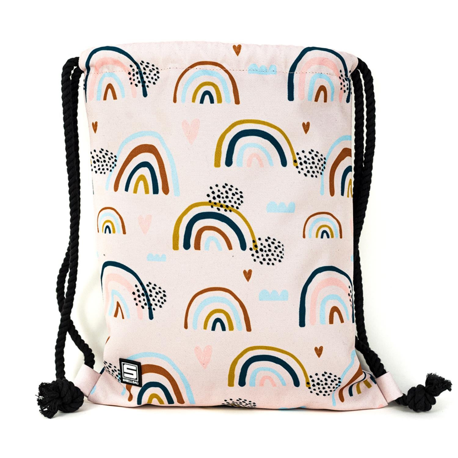 Shellbag Rainbow Meadow Drawstring Bag | Kid’s Backpack for Creche, Nursery & School | Front View | BeoVERDE.ie