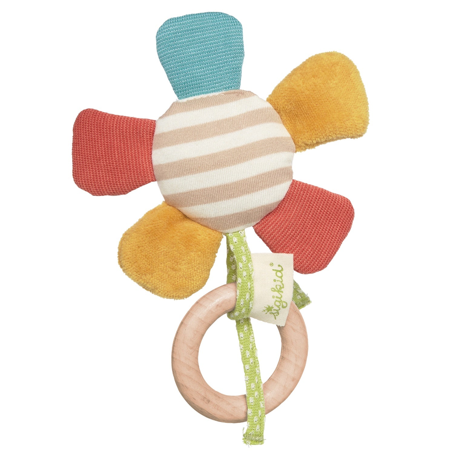 Sigikid Flower | Organic Grasping Toy and Teether | Baby’s First Soft Toy | Front View | BeoVERDE Ireland