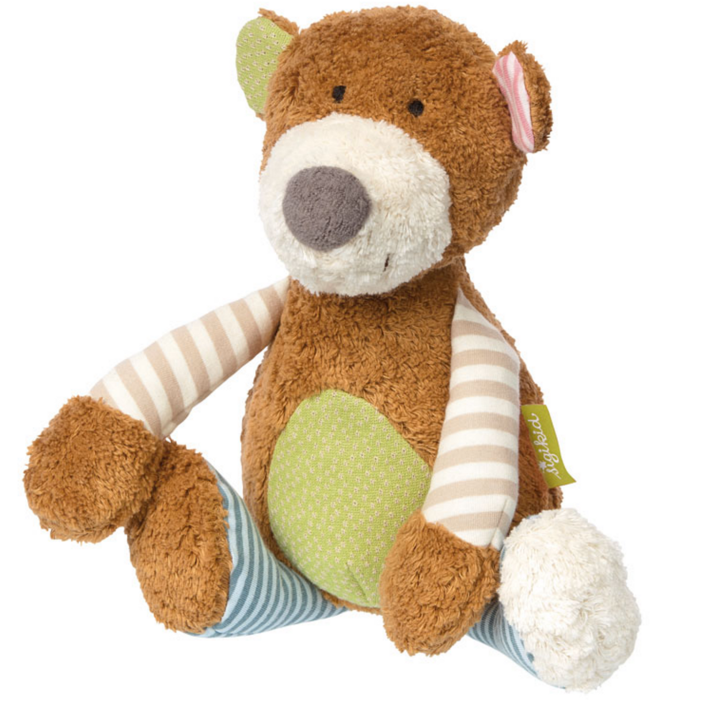 Sigikid Patchwork Bear | Organic Plush Toy | Baby’s First Toy | Front View | BeoVERDE.ie