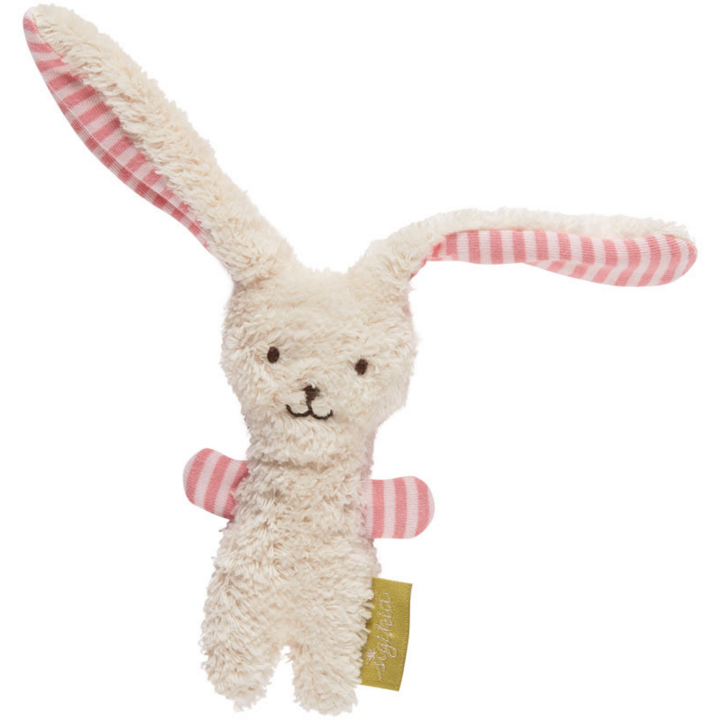 Sigikid Organic Rabbit Soft Rattle and Comforter | White & Rosé | Front View | BeoVERDE.ie