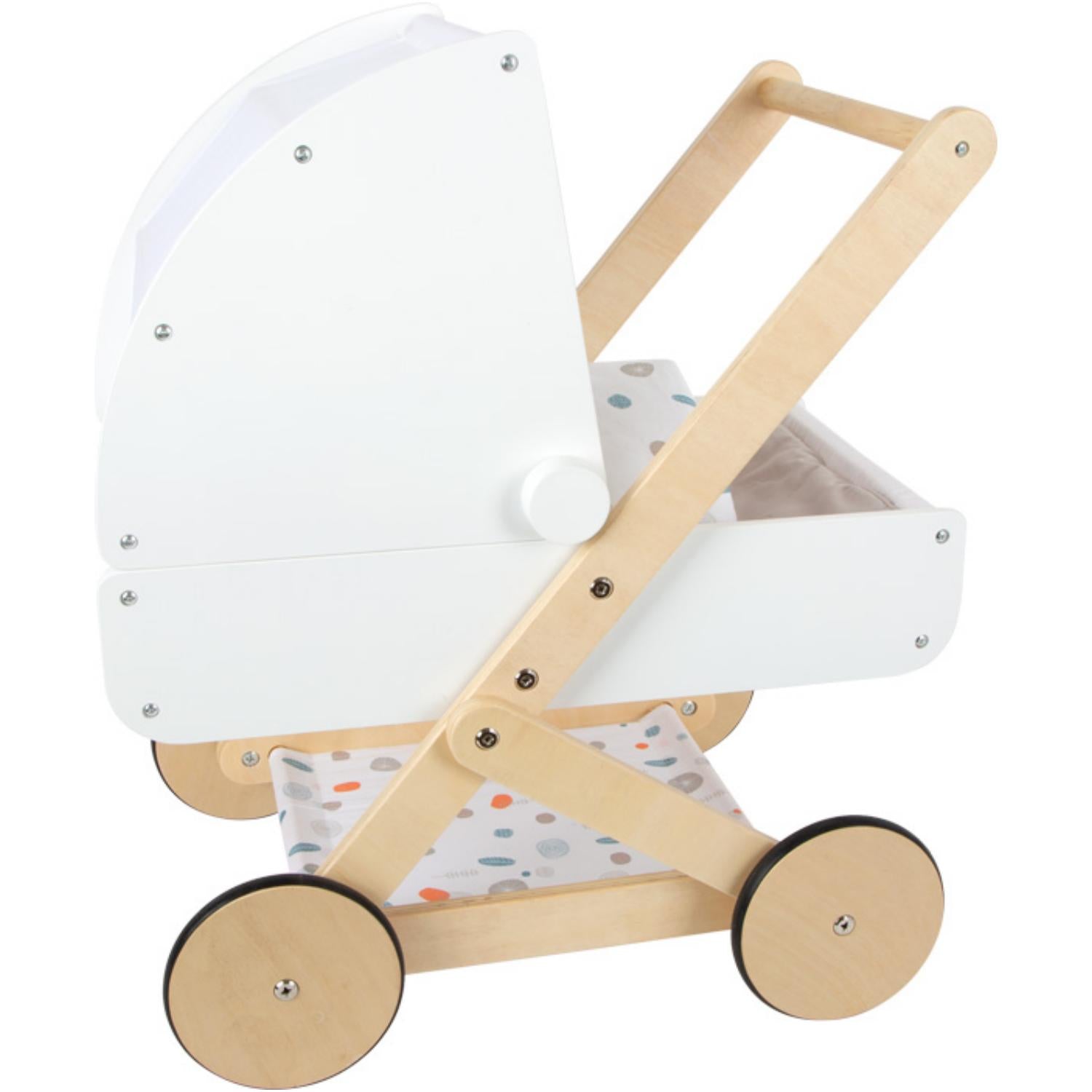 Small Foot Doll Pram | Wooden Pretend Play Toy for Kids | Side View | BeoVERDE.ie