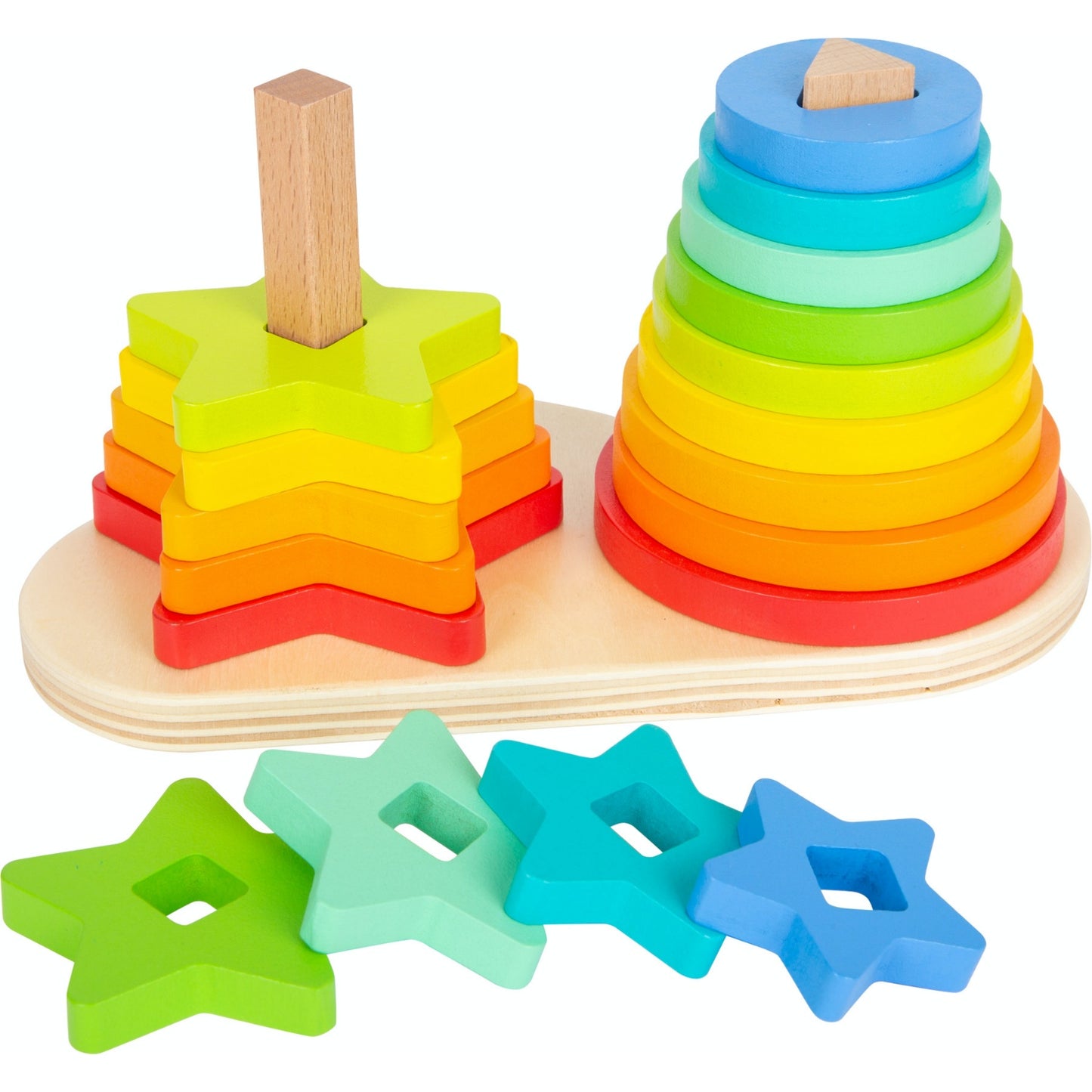 Small Foot Wooden Rainbow Shape Fitting Sorter & Stacker | Baby & Toddler Activity Toy | Front View | BeoVERDE.ie