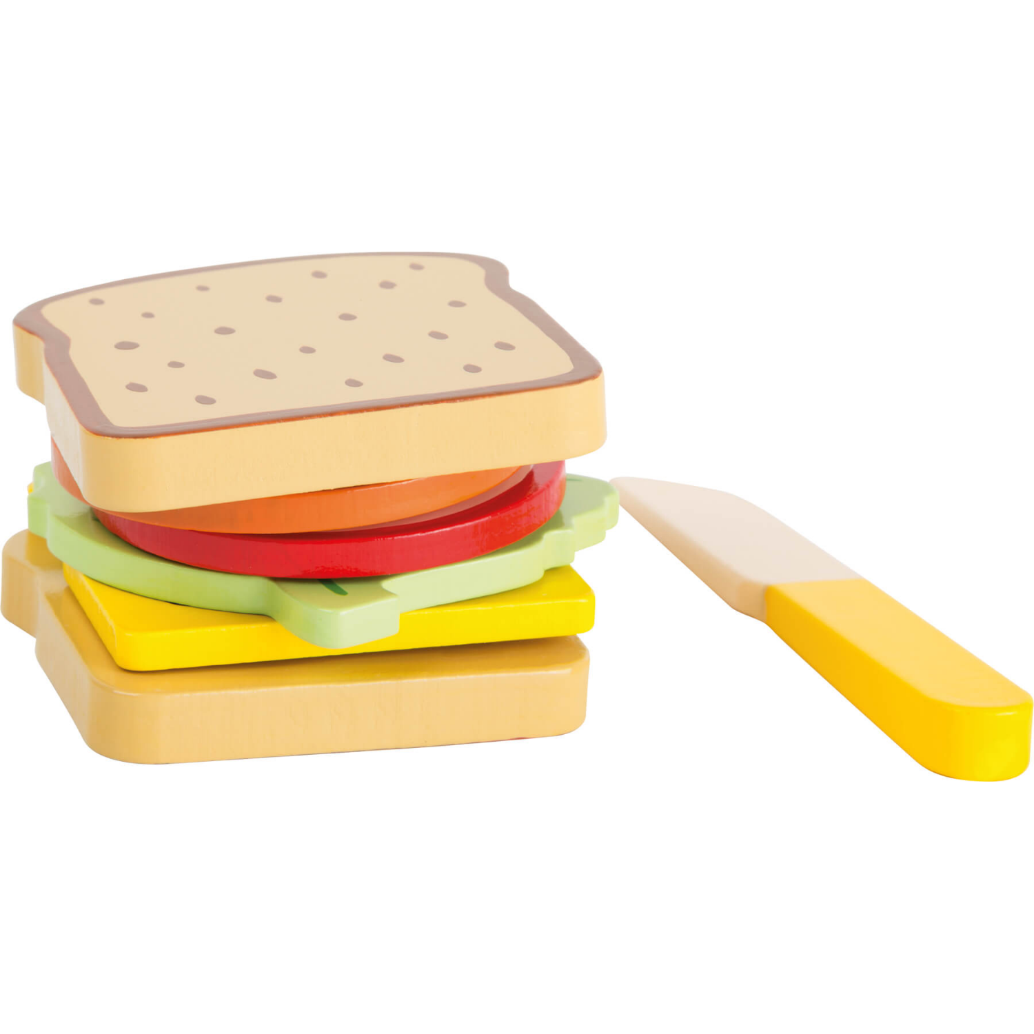 Small Foot Sandwich Set | Wooden Pretend Play Toys | Front View Finished Sandwich | BeoVERDE.ie