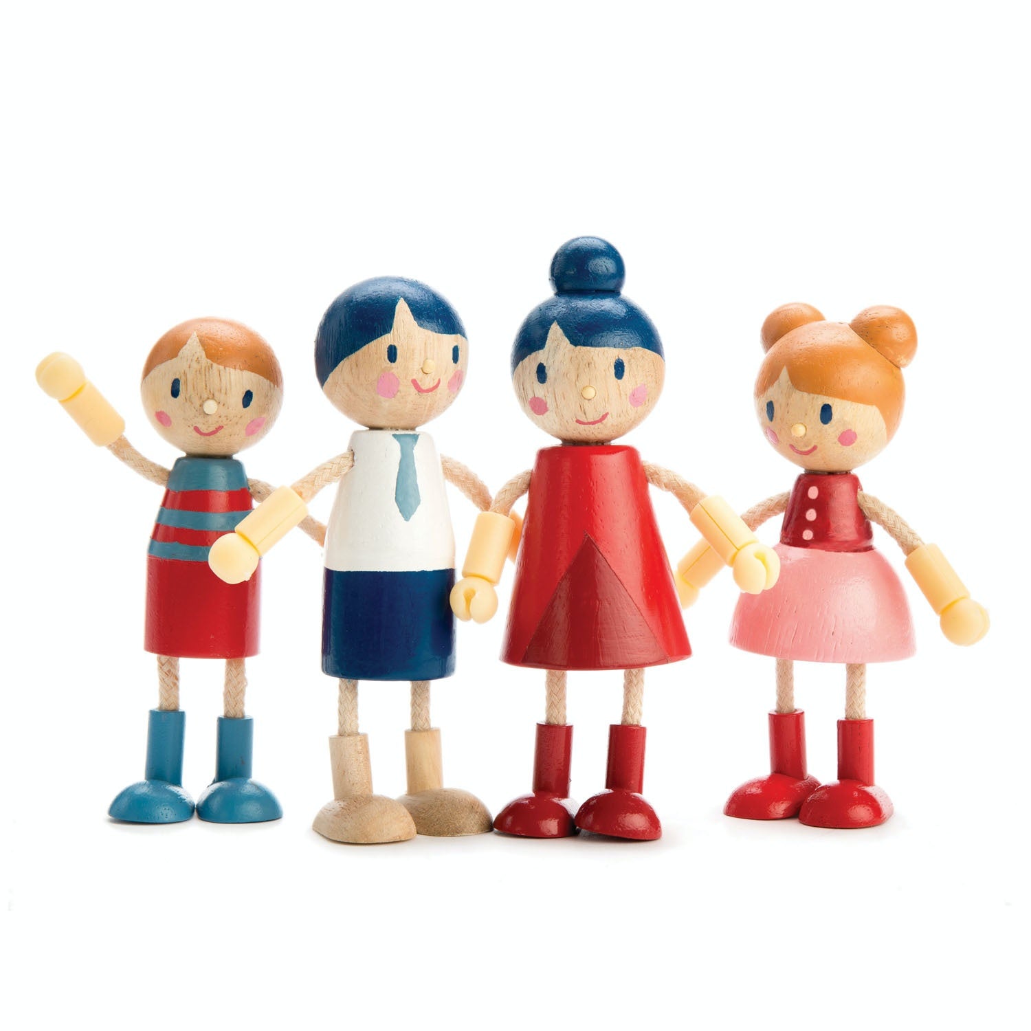 Tender Leaf Toys Wooden Doll Family with Flexible Arms & Legs | Inspires Imaginative Play | Front View All Wooden Dolls | BeoVERDE.ie