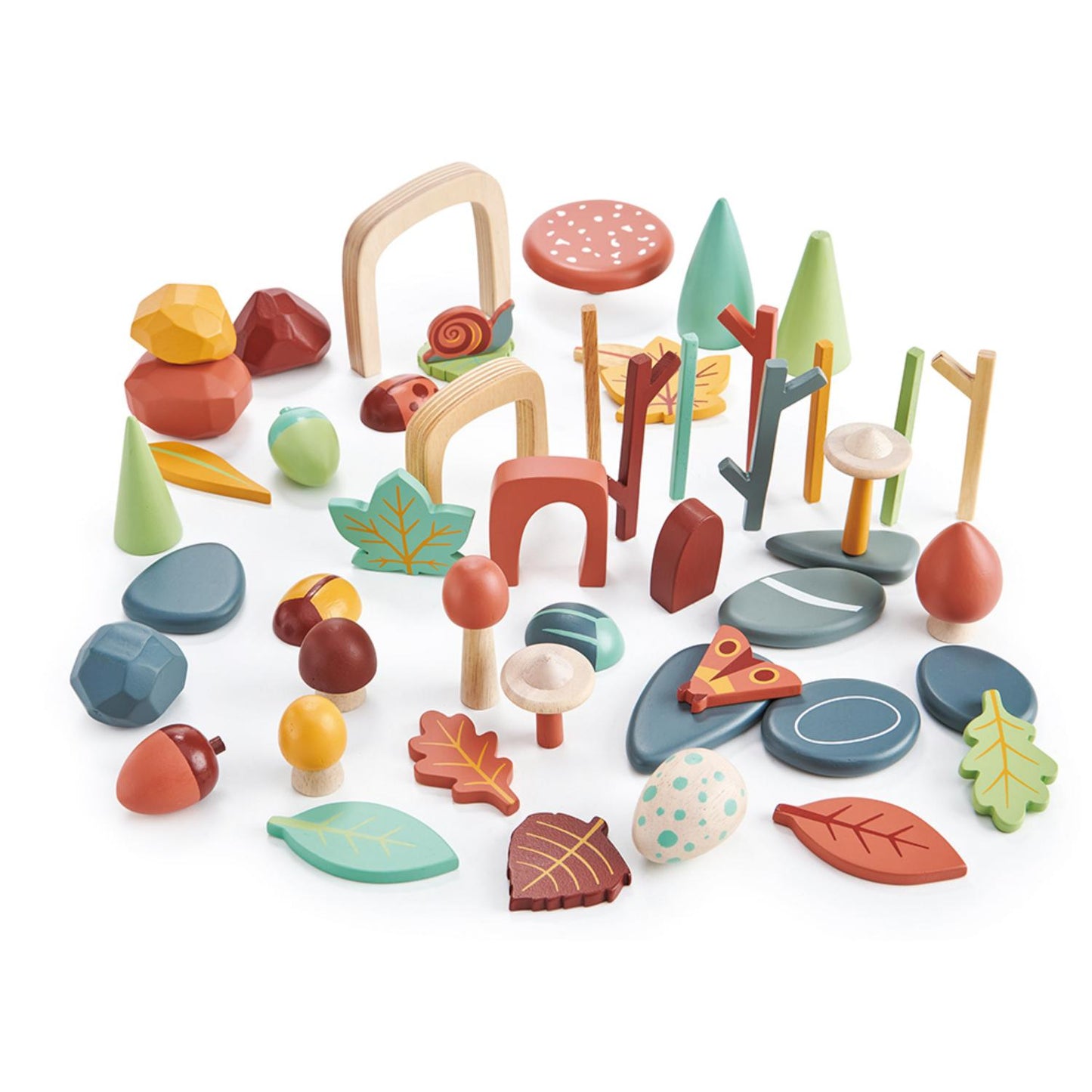 My Forest Floor | Open-Ended Play Wooden Toy Set For Kids | Front View All Pieces | BeoVERDE.ie