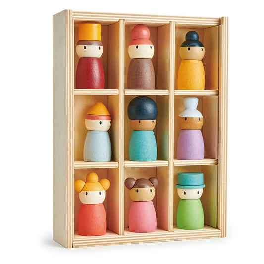 Tender Leaf Toys Happy Folk Hotel | Open-Ended Play Wooden Doll Set For Kids | Front View | BeoVERDE.ie