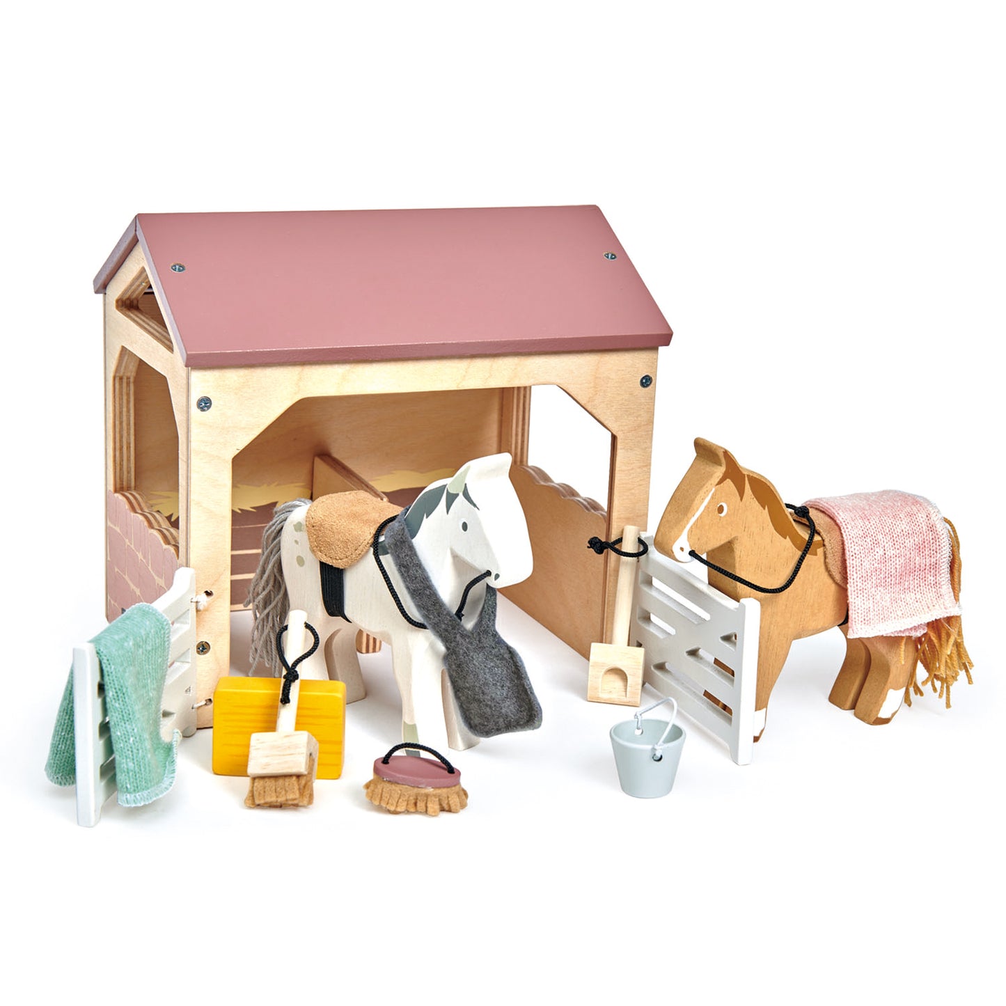 TenderLeaf ‘The Stables’ Front-Left View | Hand-Crafted Wooden Animal Toys | BeoVERDE.ie