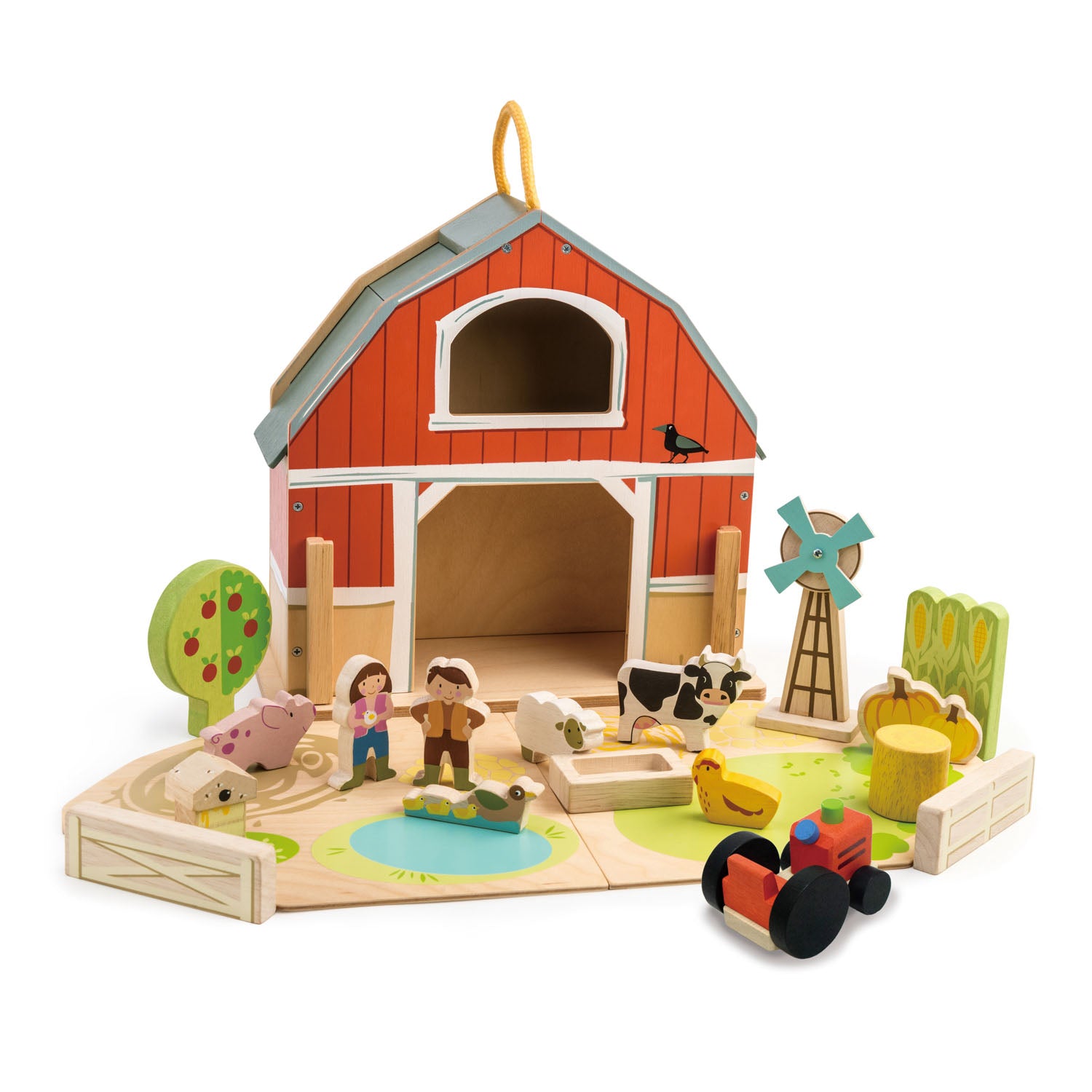 TenderLeaf ‘Little Barn Set’ Front View | Hand-Crafted Wooden Animal Toys | BeoVERDE.ie