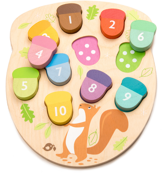 Tender Leaf How Many Acorns? | Hand-Crafted Wooden Educational Toy | Parts Apart | BeoVERDE.ie