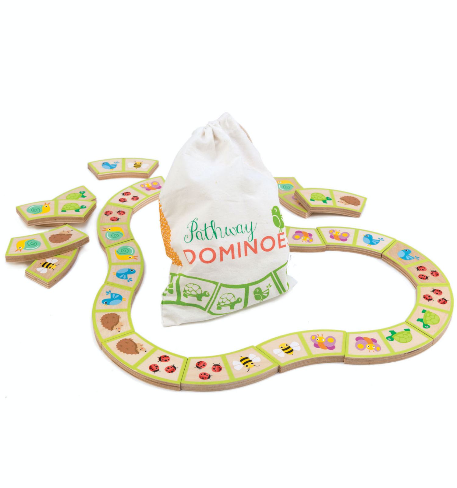 Tender Leaf Garden Path Dominoes | Hand-Crafted Wooden Educational Game | Front View | BeoVERDE.ie