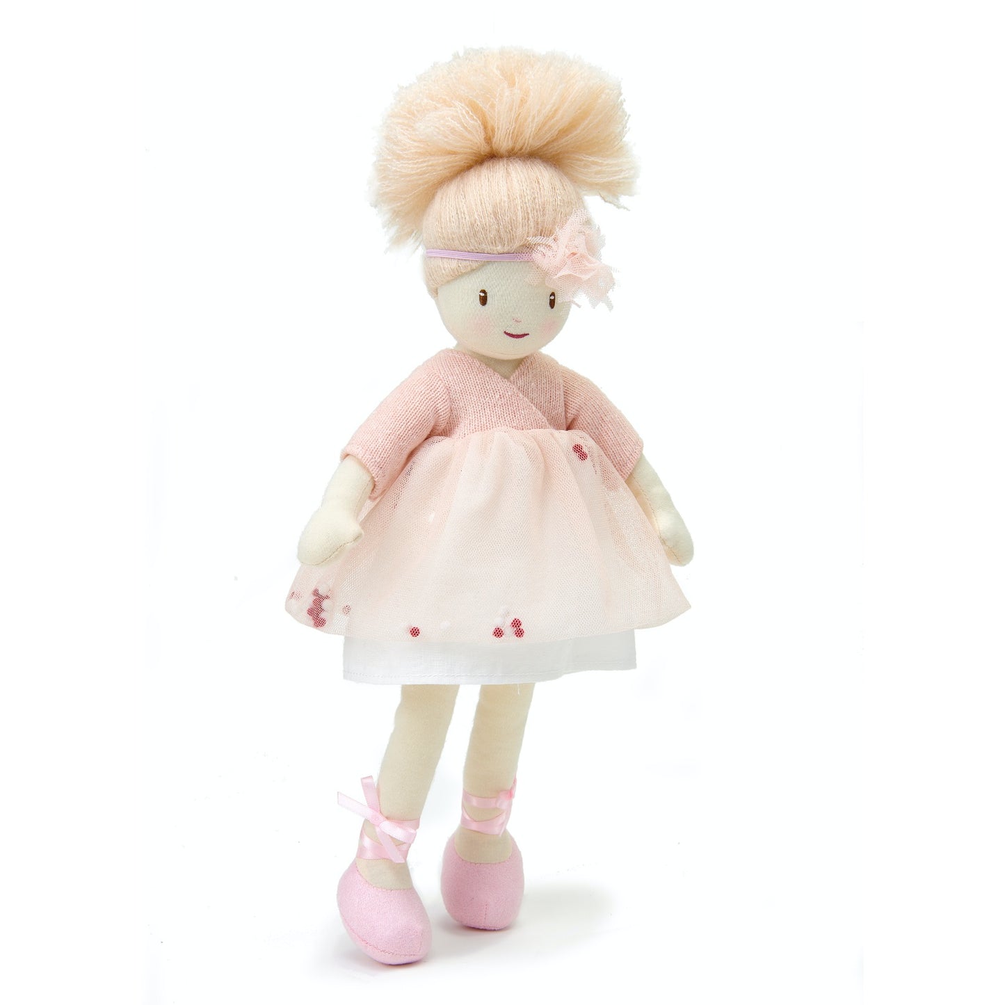 ThreadBear Design Amelie Ballerina Rag Doll | Hand-Crafted Rag Doll | Soft Cotton Children’s Doll | Front View – Rag Doll Amelie Standing | BeoVERDE.ie