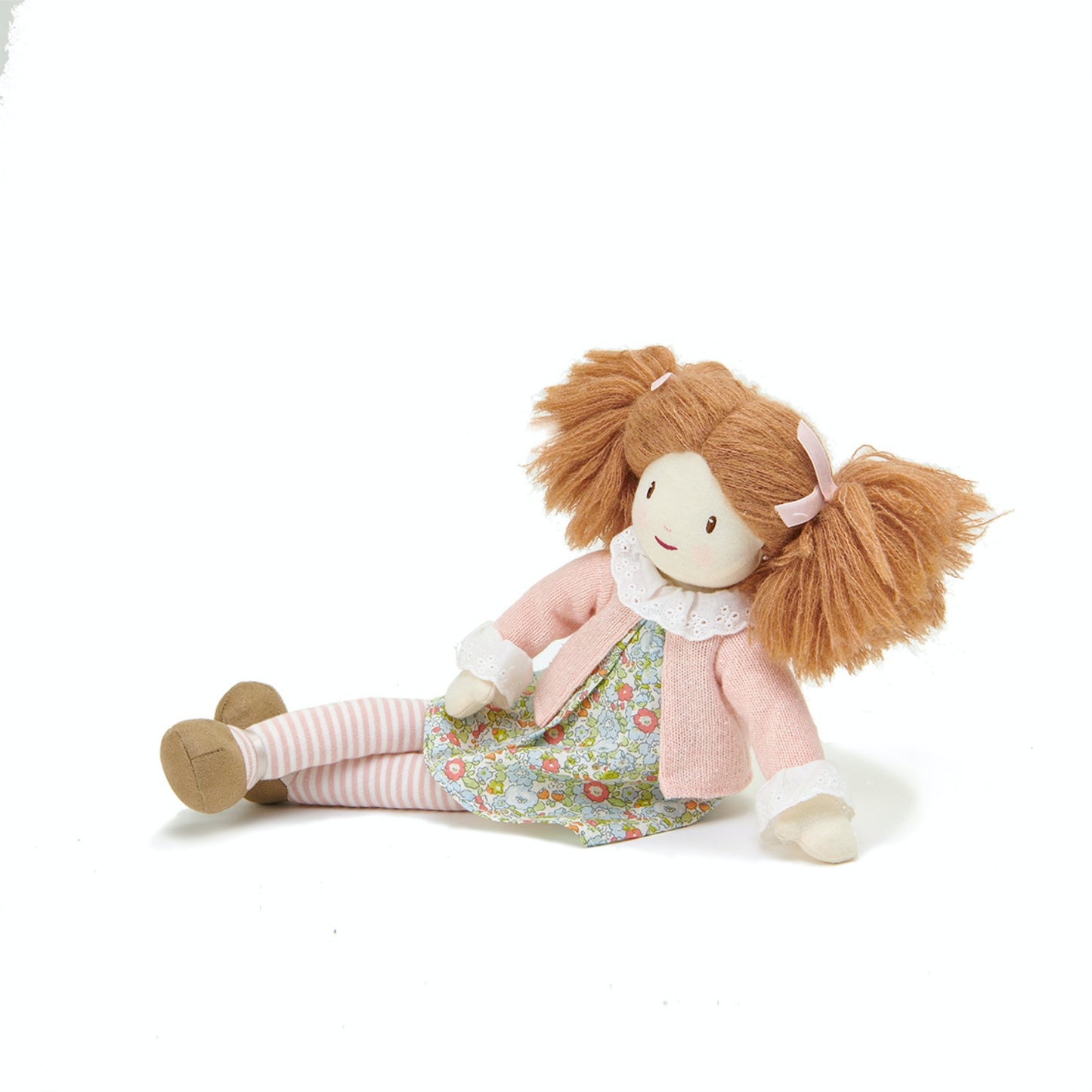 ThreadBear Design Marty Floral Rag Doll | Hand-Crafted Rag Doll | Soft Cotton Children’s Doll | Front View – Rag Doll Marty Standing | BeoVERDE.ie